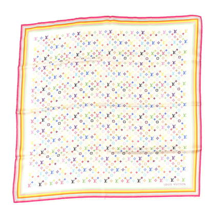 Louis Vuitton LV X TM Silk Cotton Monogram Multicolor Square Scarf 55 White 1 of 3