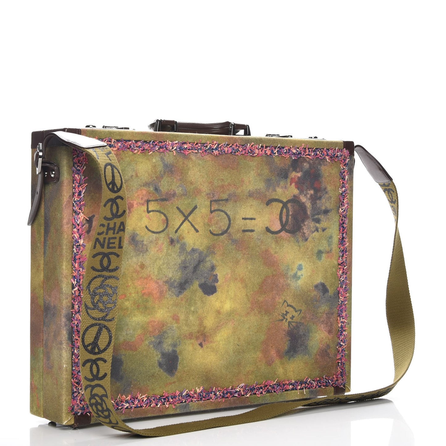 Washed Toile Graffiti On The Pavements Briefcase Khaki Multicolor