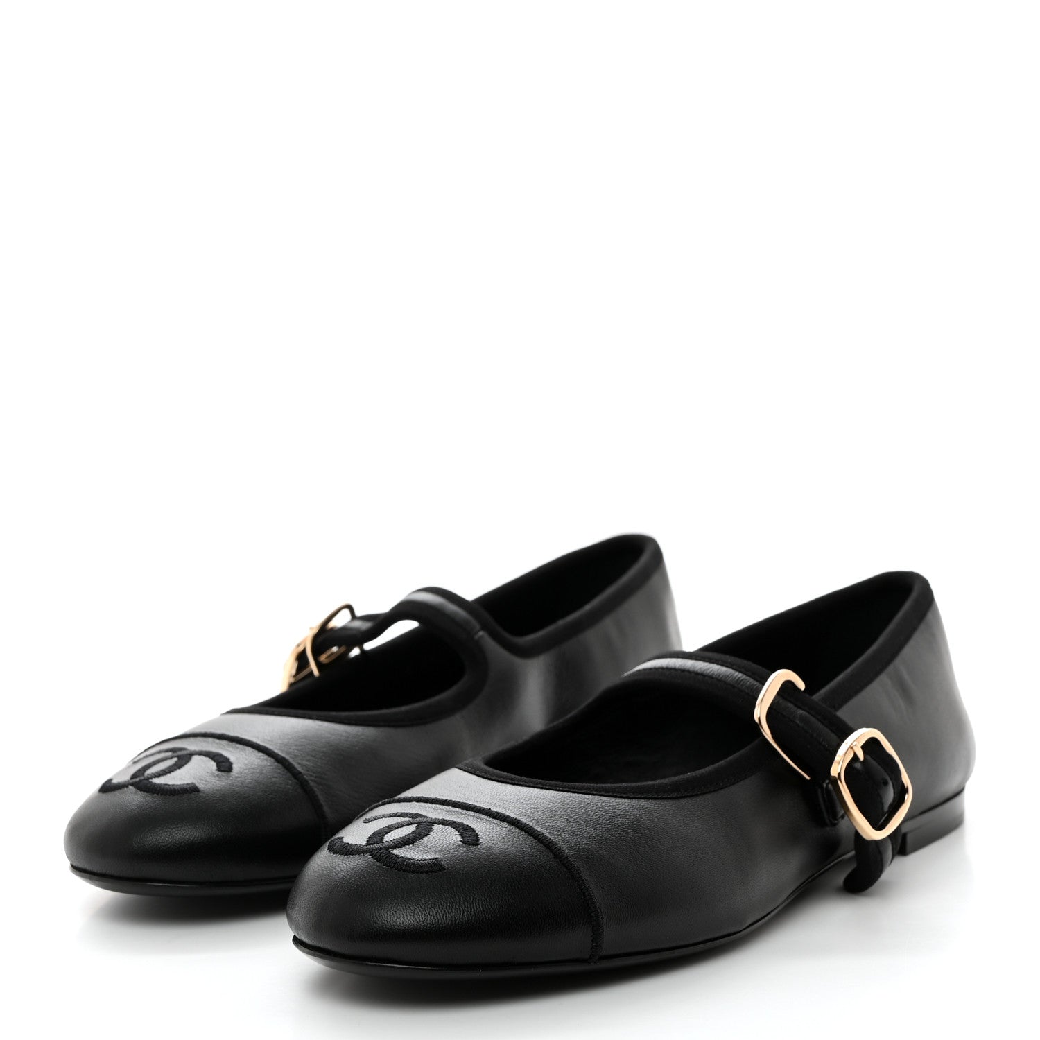 Chanel Lambskin Mary Jane Flats 37 Black 3 of 8