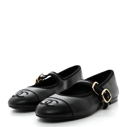 Chanel Lambskin Mary Jane Flats 37 Black 3 of 8