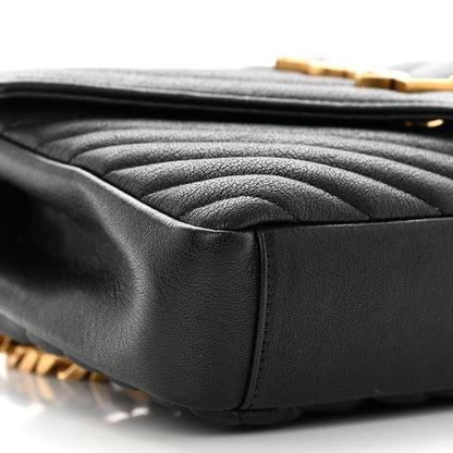 Saint Laurent Sheepskin Matelasse Chevron Monogram Medium College Bag Black 9 of 13