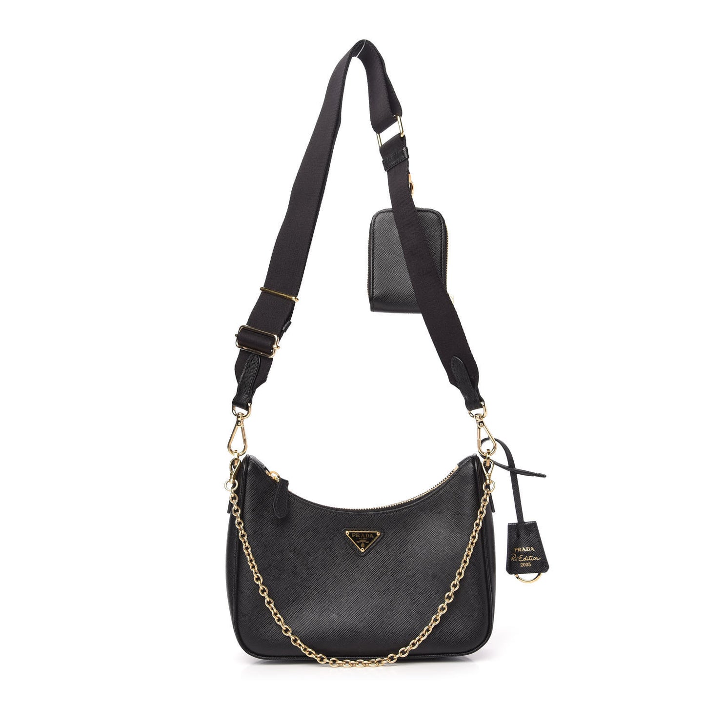Saffiano Lux Re-Edition 2005 Shoulder Bag Black