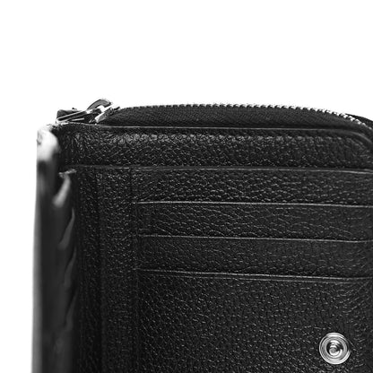 Saint Laurent Grained Calfskin Rive Gauche Compact Zip Around Wallet Black 9 of 9