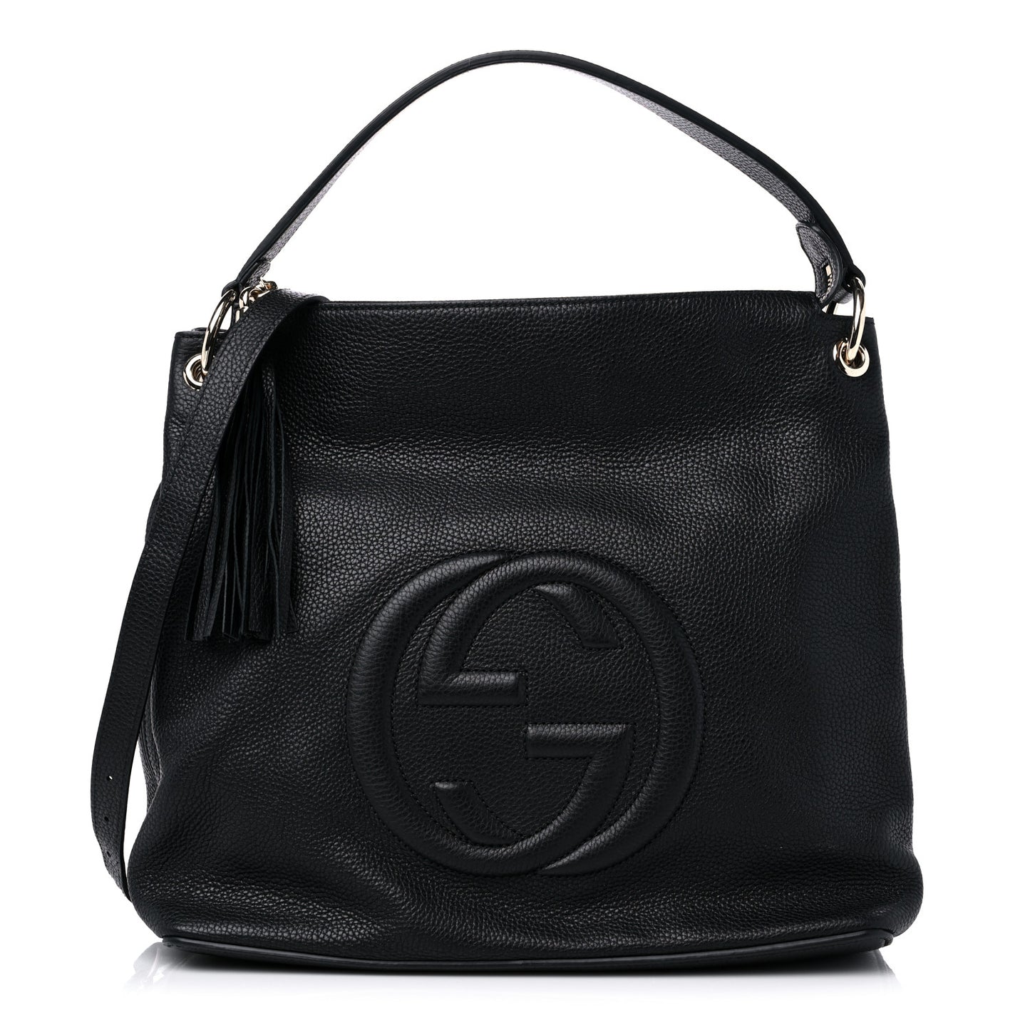 Pebbled Calfskin Large Soho Hobo Black
