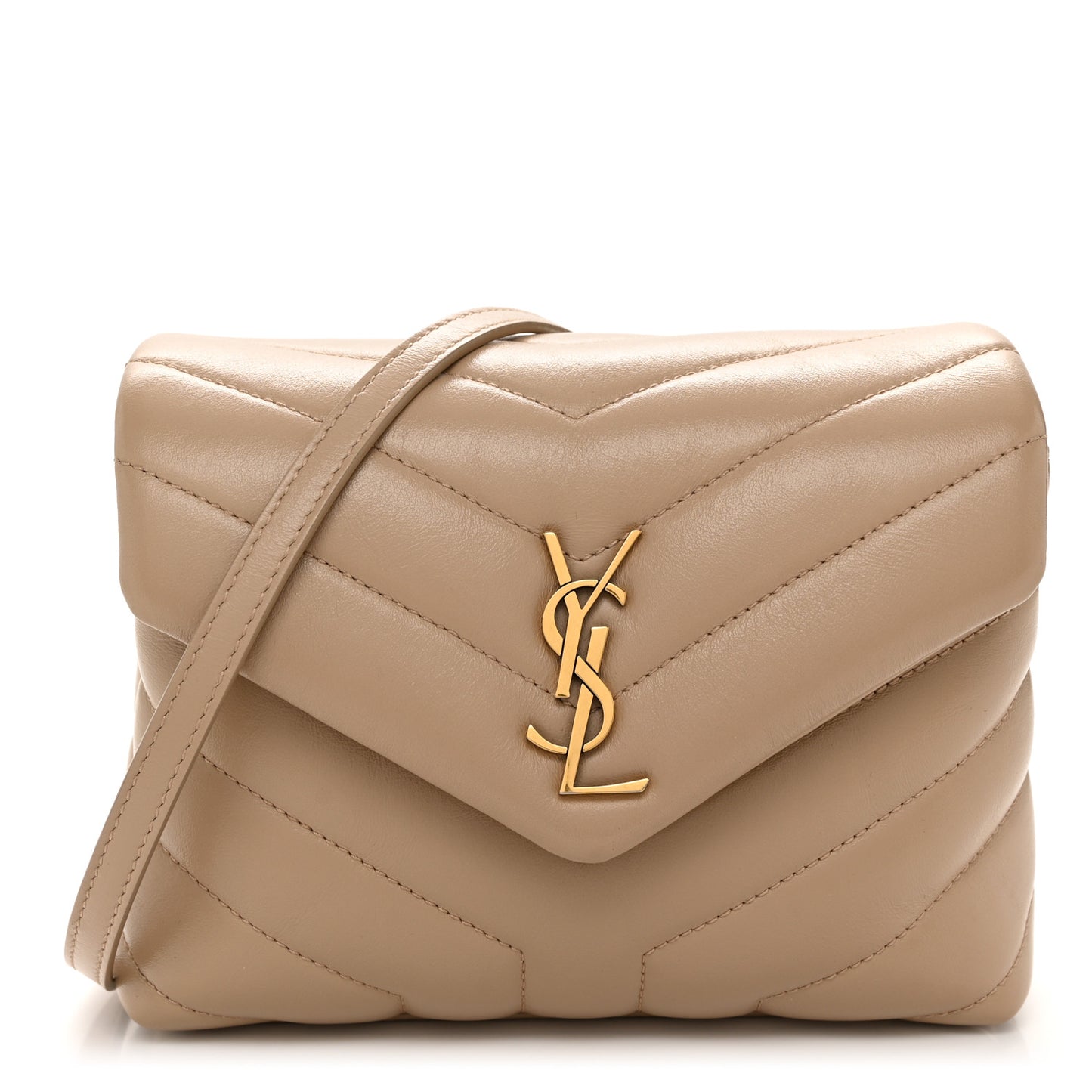 Calfskin Y Quilted Monogram Toy Loulou Crossbody Bag Dark Beige