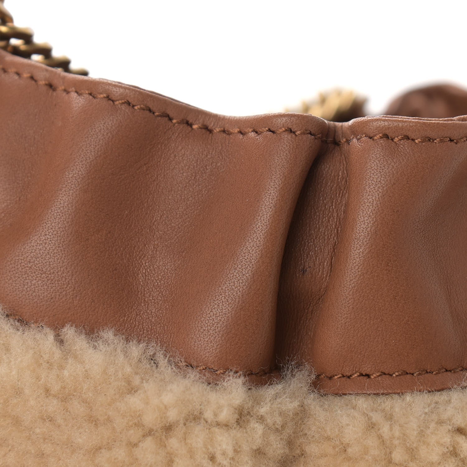 Saint Laurent Shearling Pac Pac Hobo Natural Brick 11 of 11