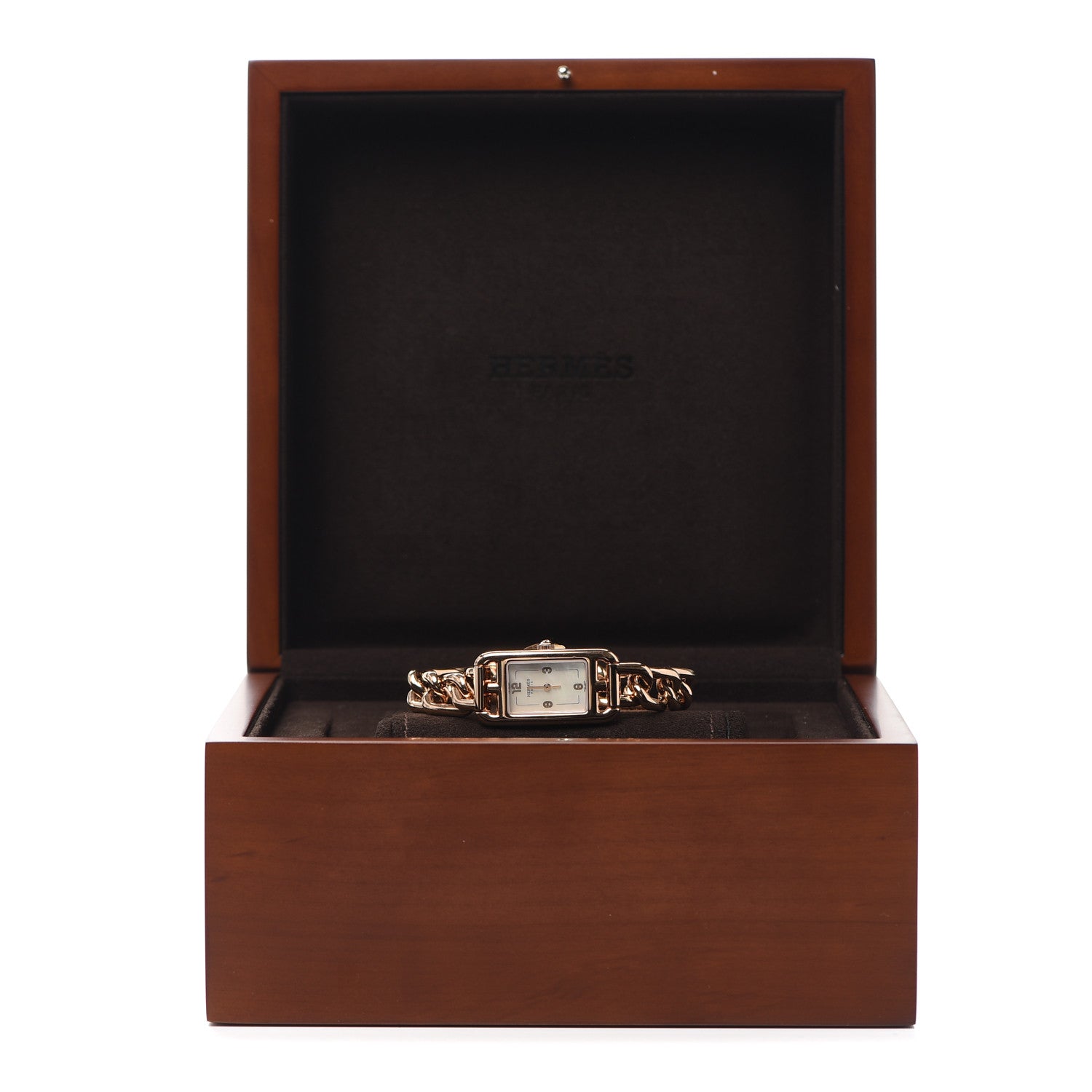 Hermes 18K Rose Gold Mother of Pearl 17mm Nantucket Quartz Watch 5 of 5