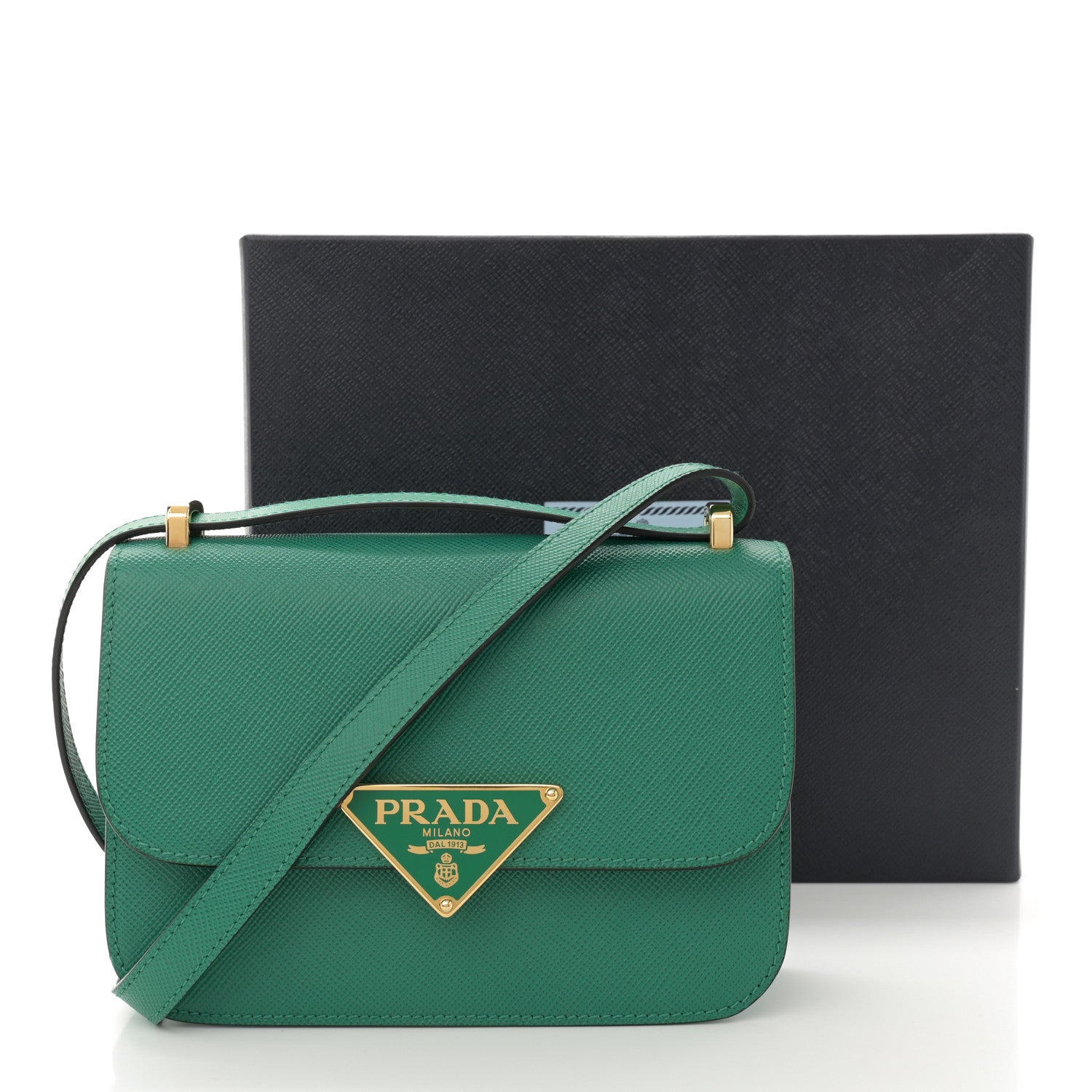 Prada Saffiano Cuir Triangle Embleme Flap Shoulder Bag Mango 12 of 12