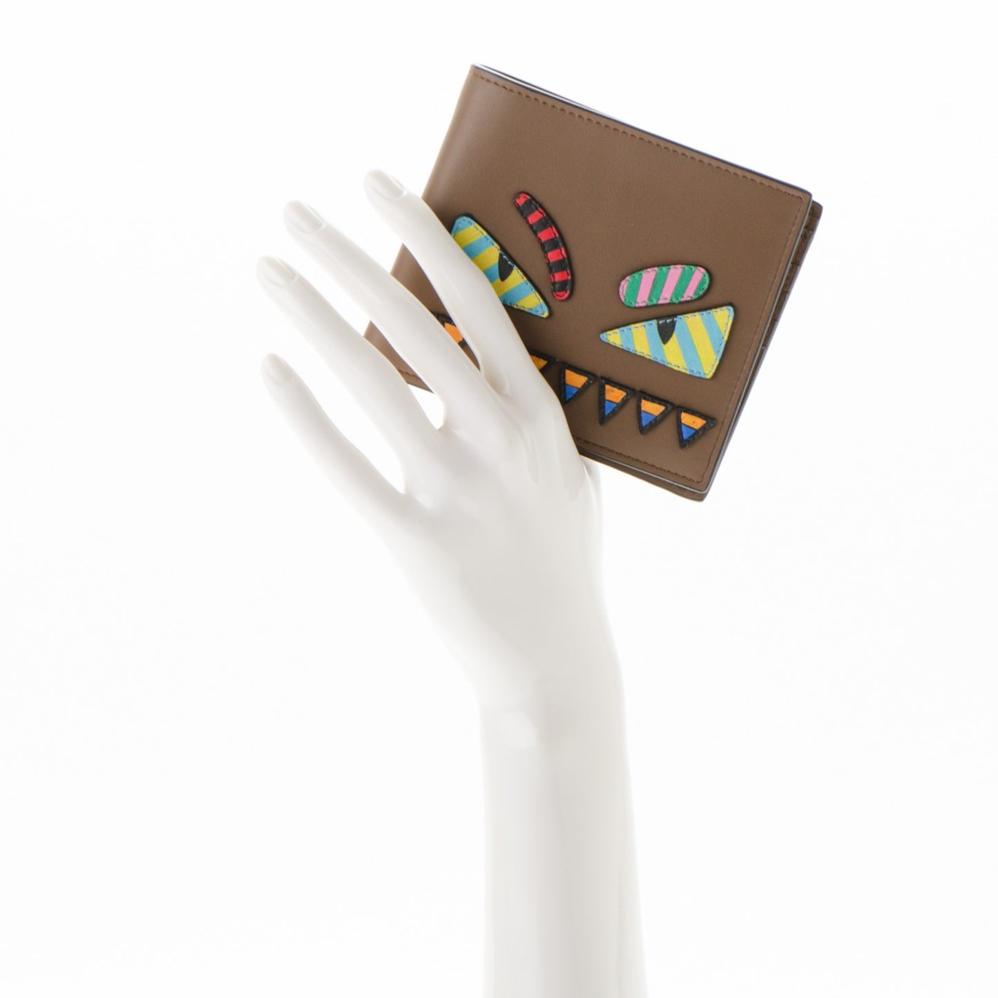 Vitello Elite Striped Eye Monster Bi-Fold Wallet Moka