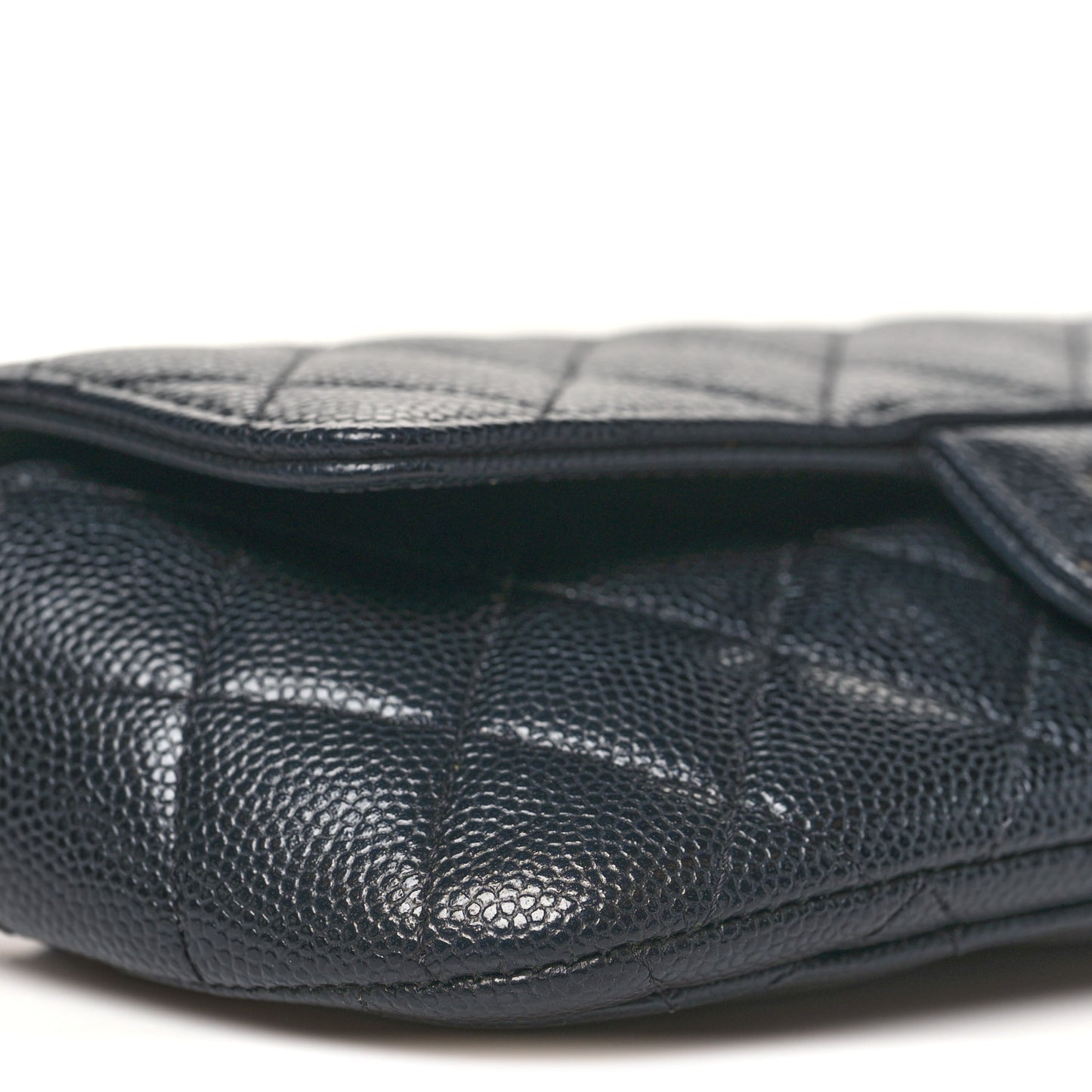 Caviar Quilted Glasses Case With Chain Black