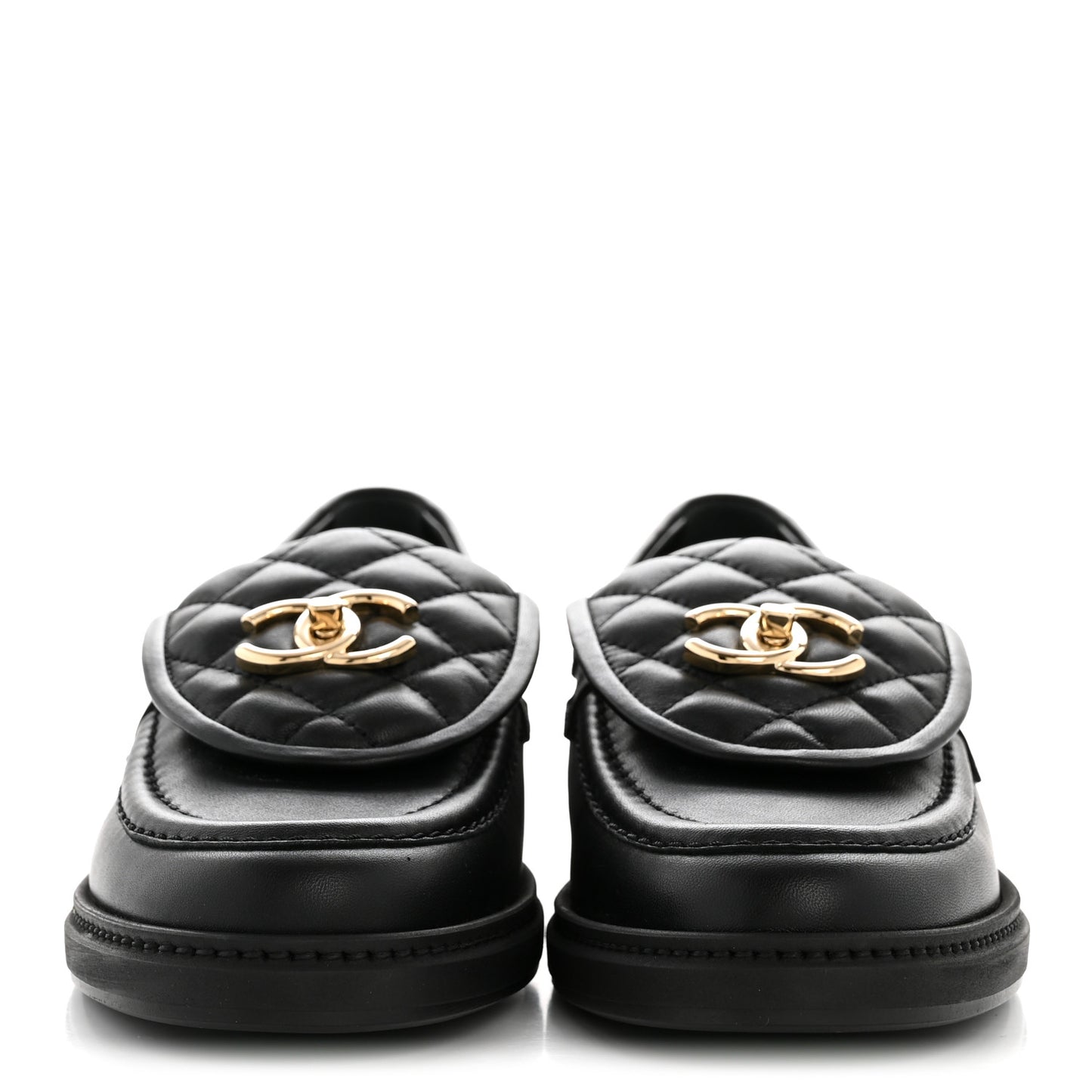 Lambskin Quilted CC Turnlock Loafers 37 Black