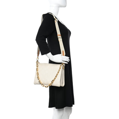 Louis Vuitton Lambskin Embossed Monogram Coussin PM Cream 2 of 9