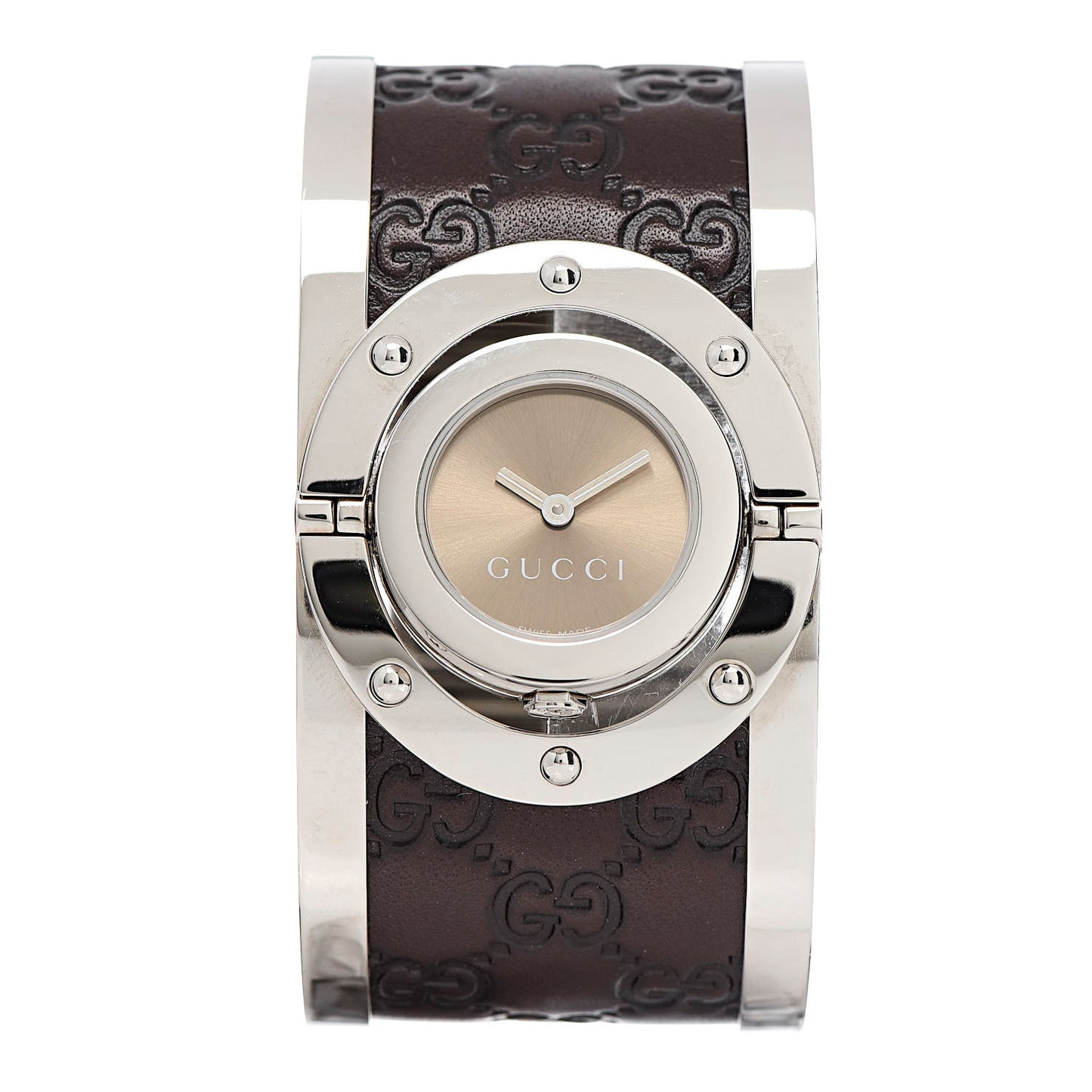 Stainless Steel Calfskin 33mm Twirl Quartz Watch Brown