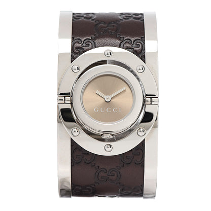 Gucci Stainless Steel Calfskin 33mm Twirl Quartz Watch Brown 1 of 6