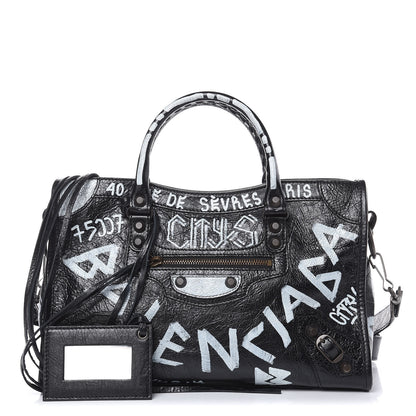 Balenciaga Agneau Classic Hardware Graffiti All Over S City Black 1 of 9