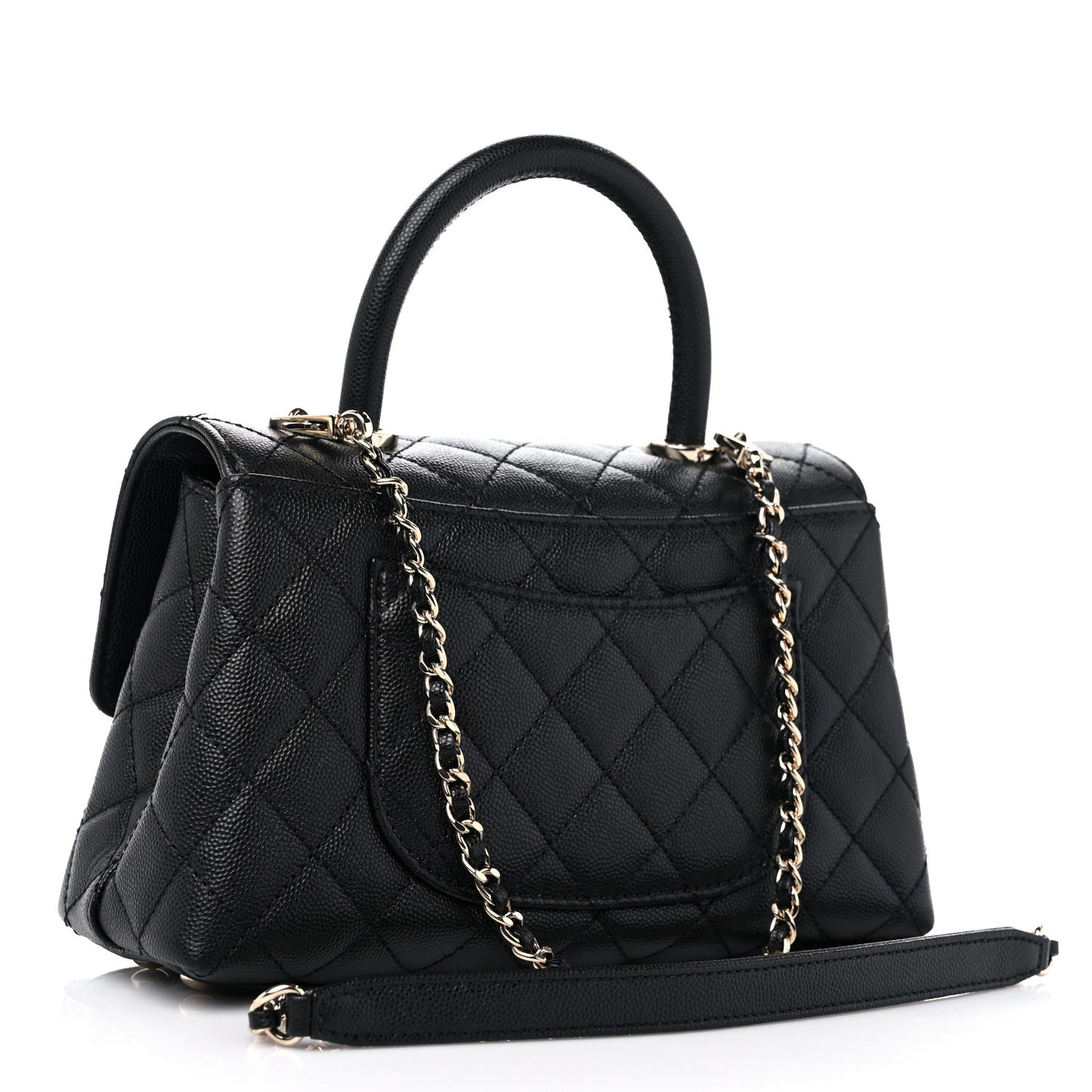 Caviar Quilted Mini Coco Handle Flap Black