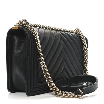 Chanel Caviar Chevron Quilted New Medium Boy Flap Black 3 of 11