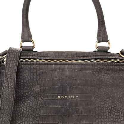 Givenchy Nubuck Crocodile Embossed Medium Pandora Dark Grey 9 of 12