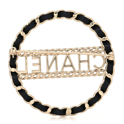 Chanel Lambskin Chain Logo Brooch Black Gold 3 of 4