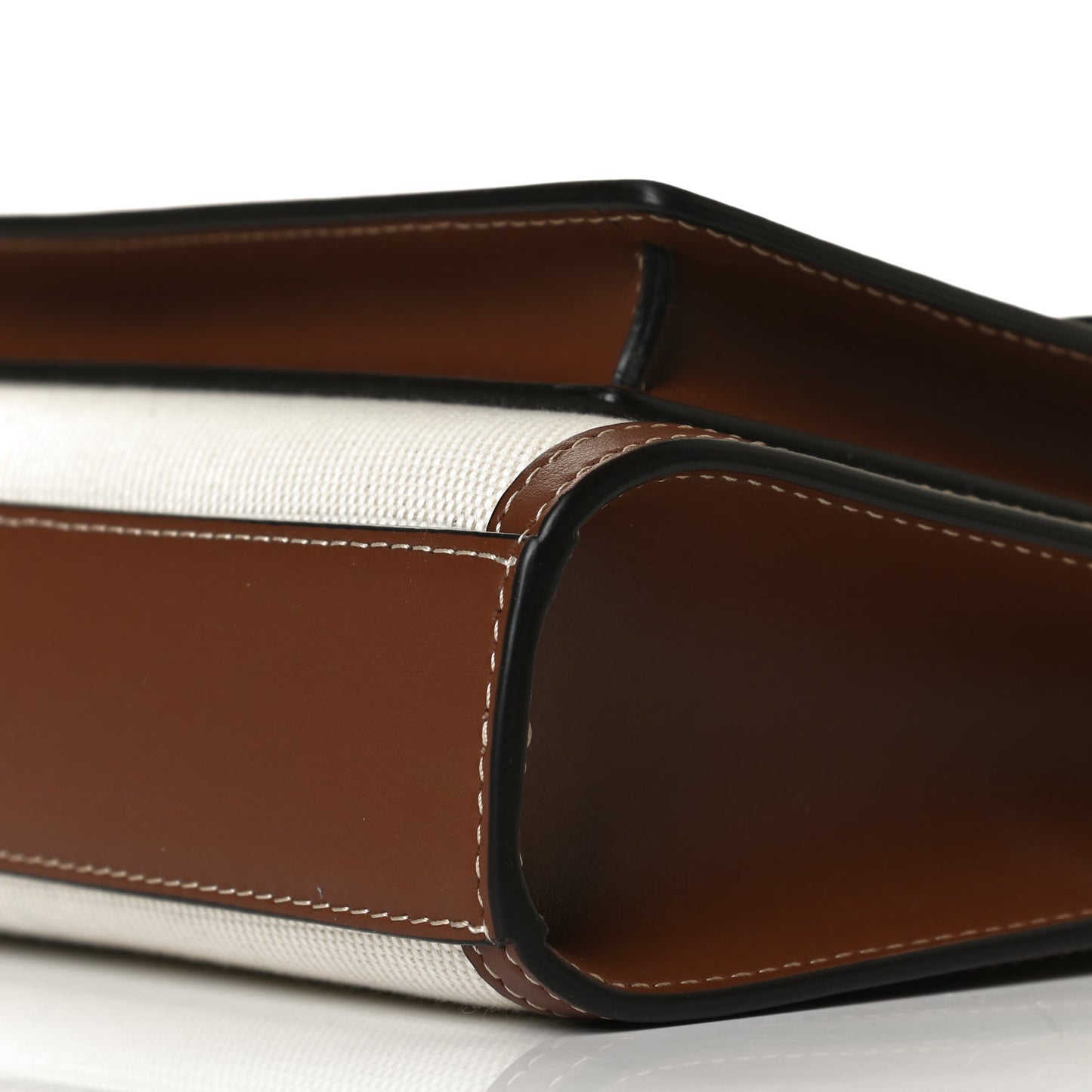Canvas Smooth Calfskin Two Tone Mini Pocket Bag Natural Malt Brown