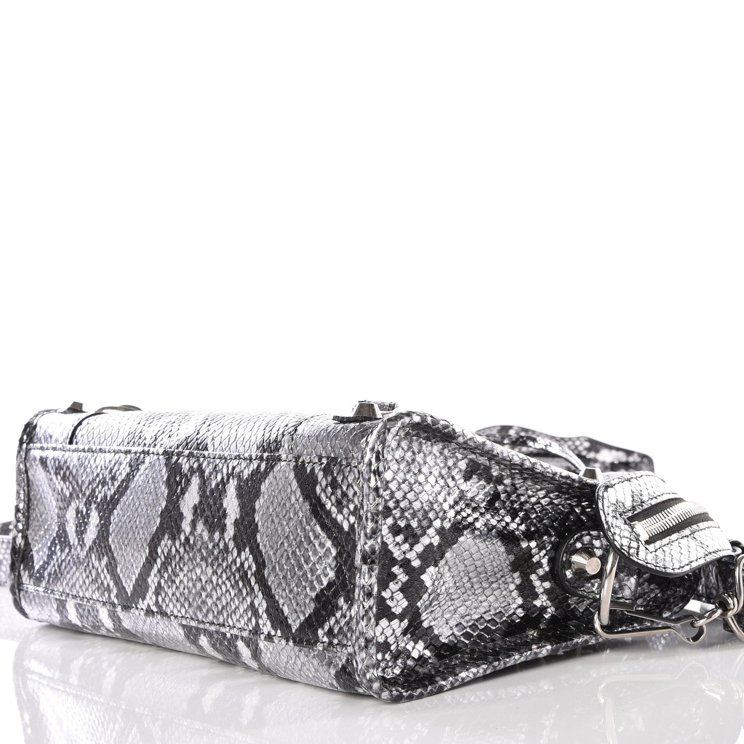 Balenciaga Metallic Calfskin Snakeskin Embossed Classic Silver Hardware Mini City Silver 9 of 10