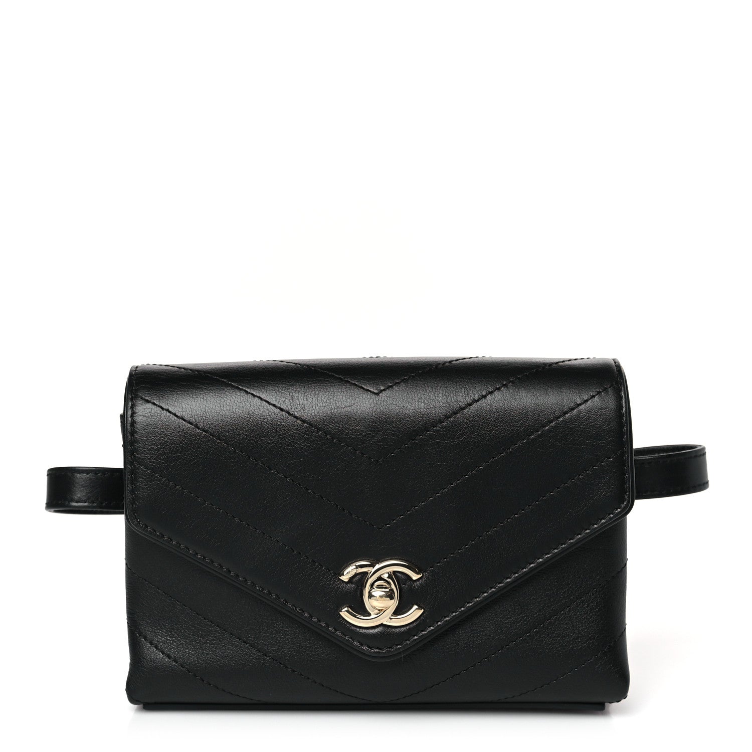 Chanel Calfskin Chevron Stitched Coco Waist Bag Black 1 of 9