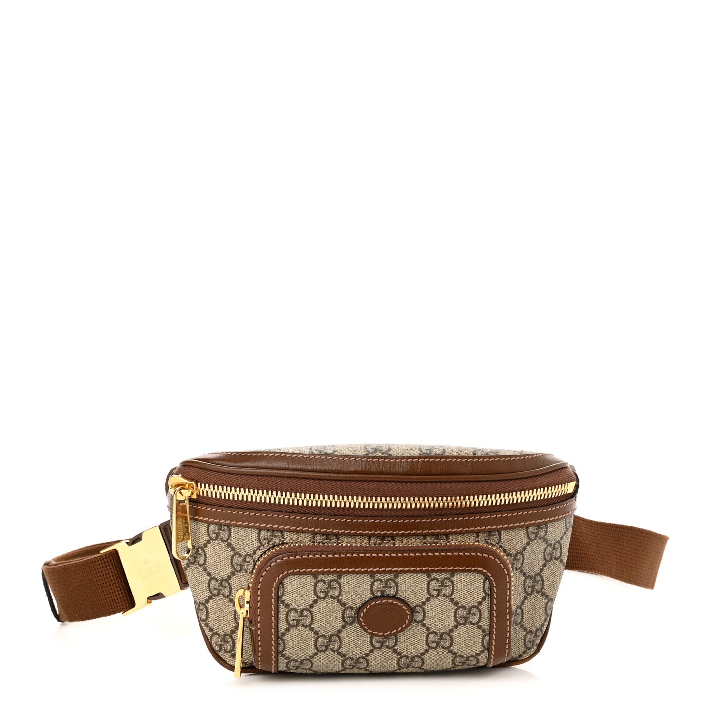 GG Supreme Monogram Textured Calfskin Retro Interlocking G Belt Bag Beige Ebony Brown Sugar