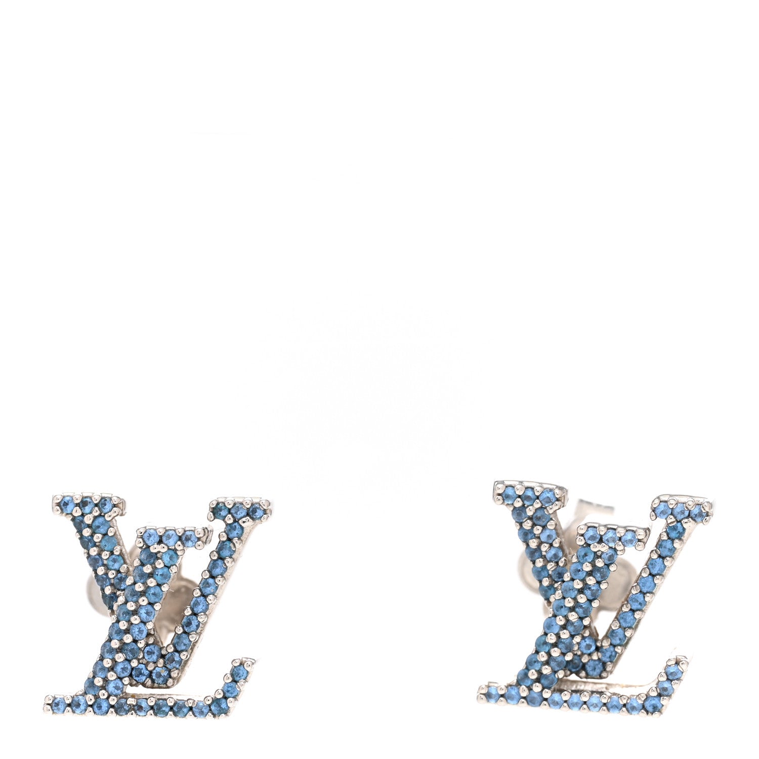 Louis Vuitton Metal Crystal LV Iconic Earrings Aquamarine 1 of 4