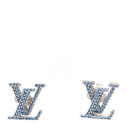 Louis Vuitton Metal Crystal LV Iconic Earrings Aquamarine 1 of 4