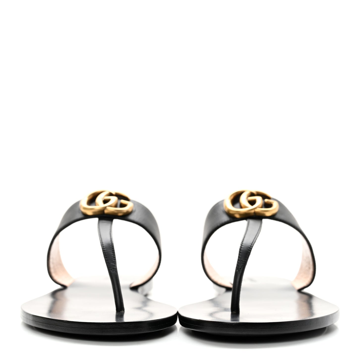 Calfskin GG Marmont Thong Sandals 39.5 Black