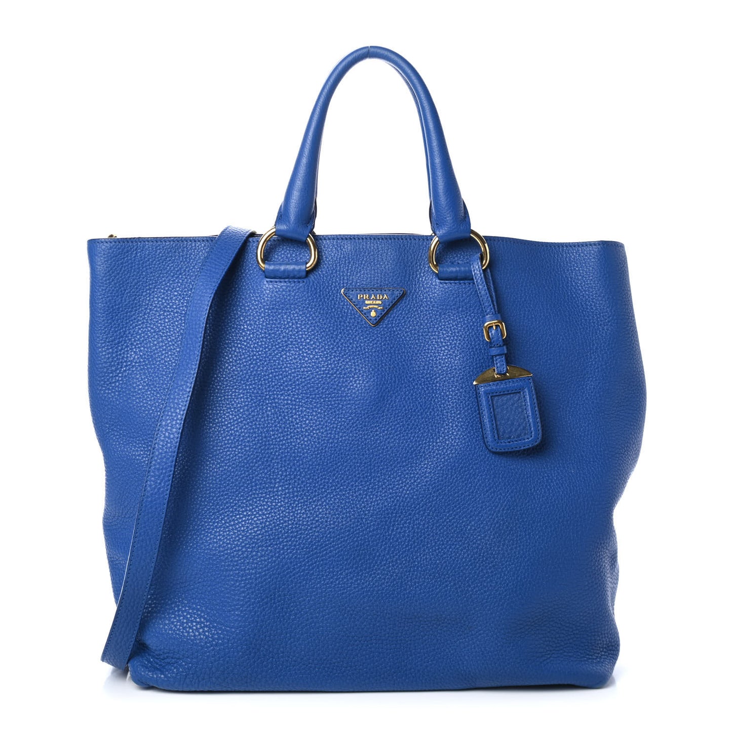 Vitello Daino Shopping Tote Azzurro