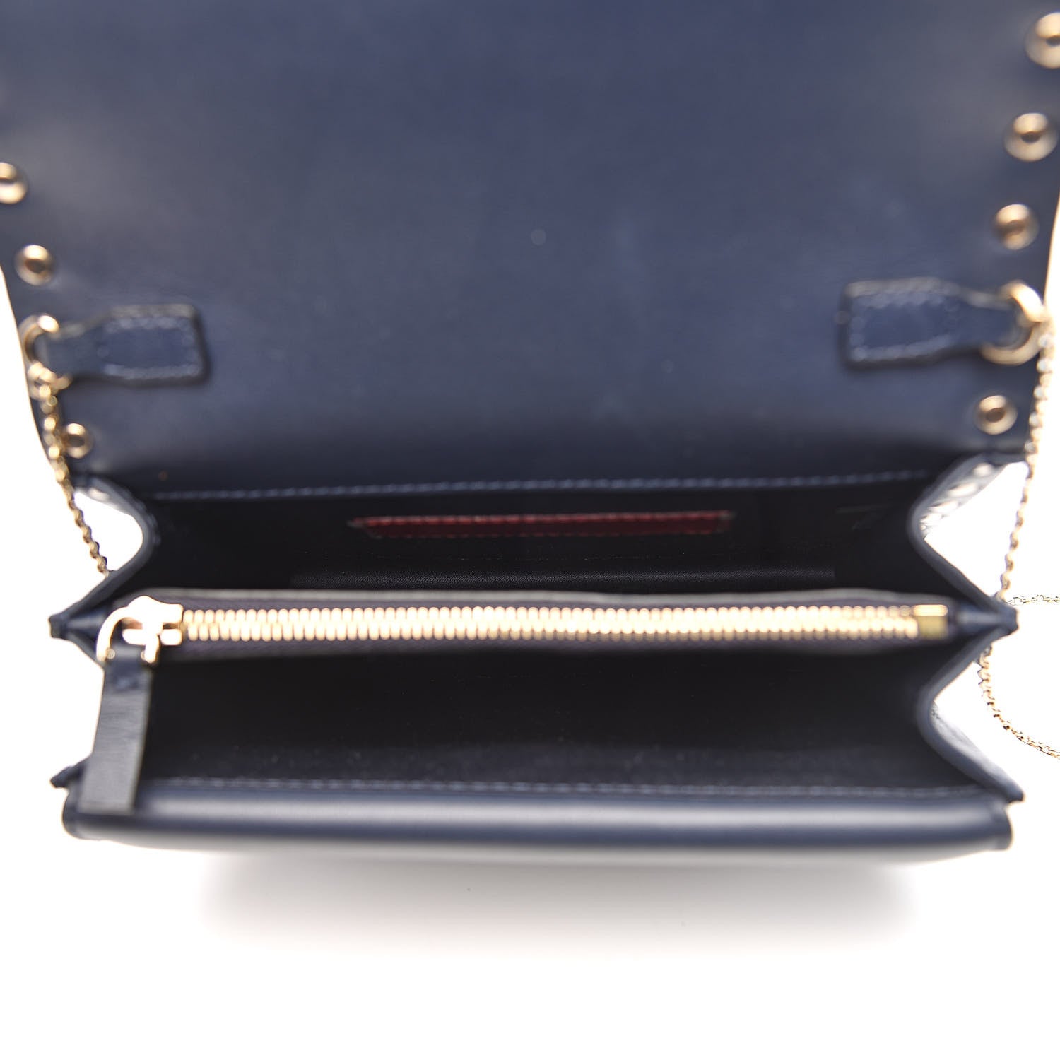 Valentino Garavani Calfskin Rockstud Wallet on Chain Marine 5 of 11