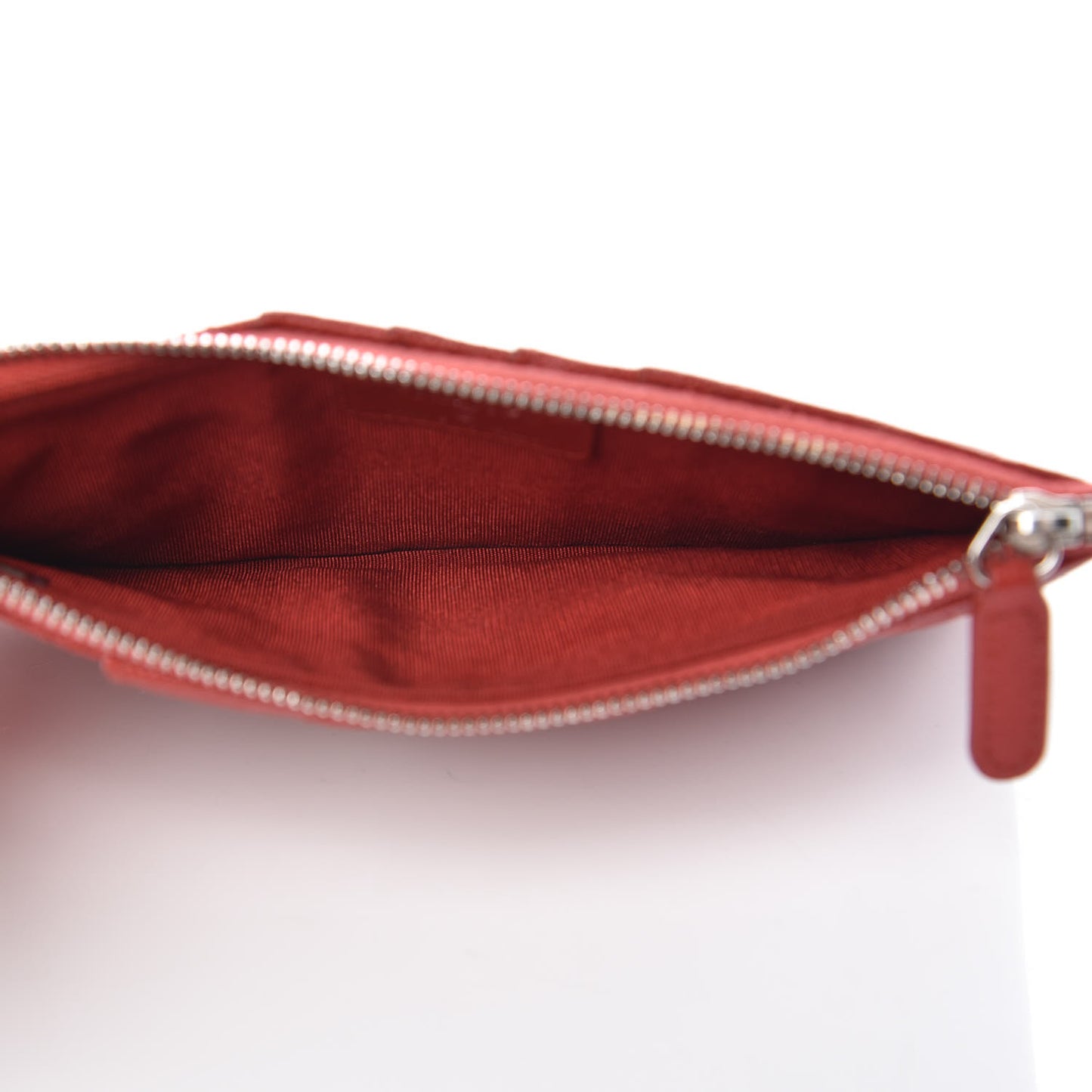 Caviar Quilted Classic Flat Wallet Pouch Red