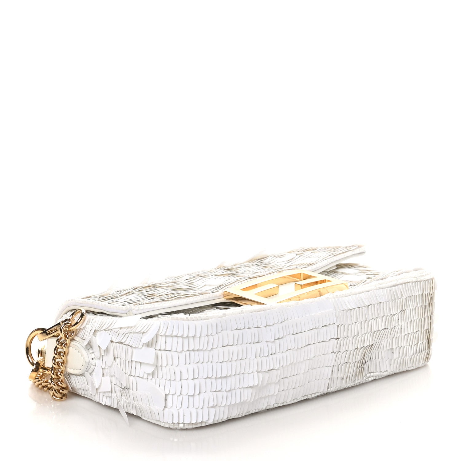 Fendi Sequin Paillettes Vitello Grace Sex and the City Mini Baguette White 4 of 10