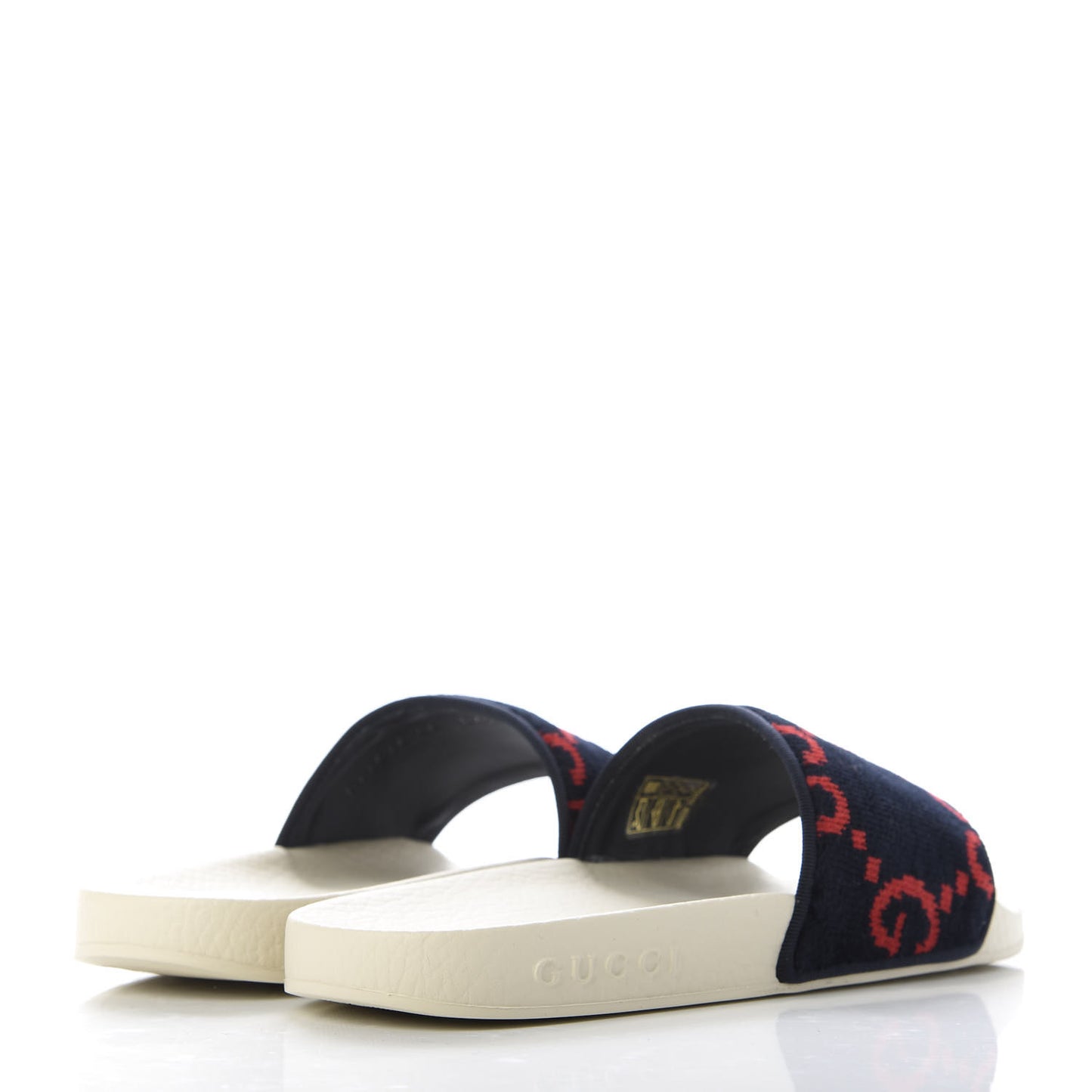 Terry Cloth GG Monogram Slide Sandals 36 Blue Red