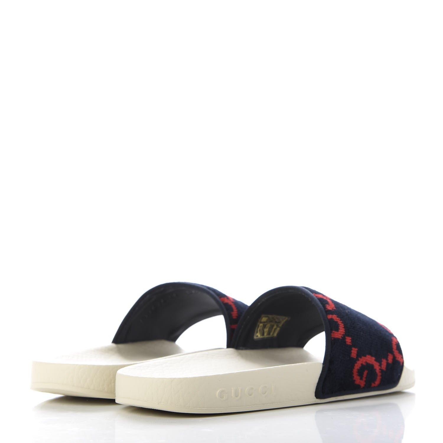 Gucci Terry Cloth GG Monogram Slide Sandals 36 Blue Red 4 of 9