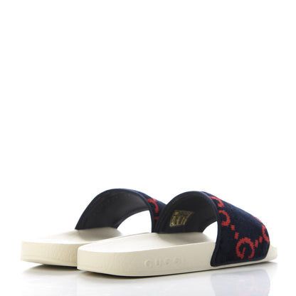 Gucci Terry Cloth GG Monogram Slide Sandals 36 Blue Red 4 of 9