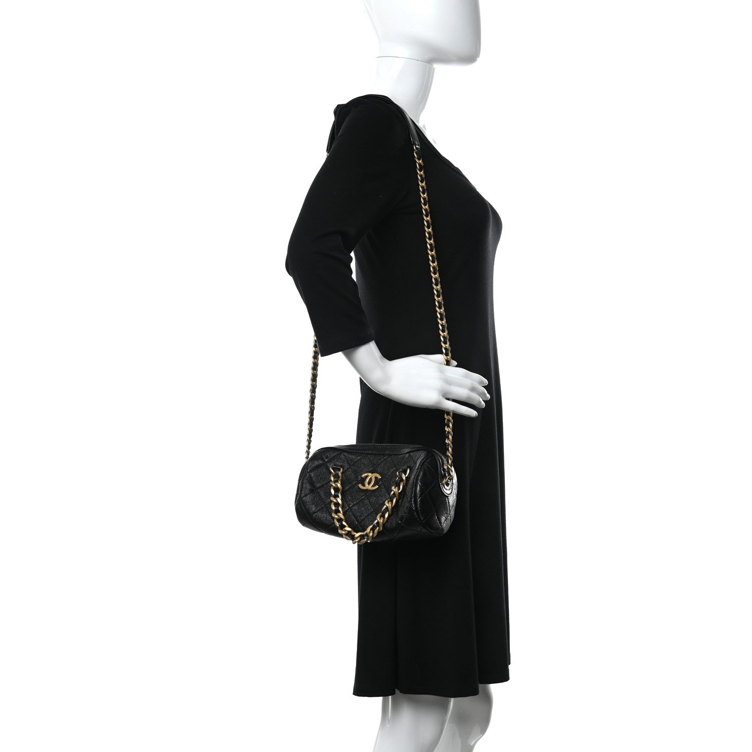Chanel Shiny Lambskin Quilted Small Fashion Therapy Bowling Bag Black 2 of 11
