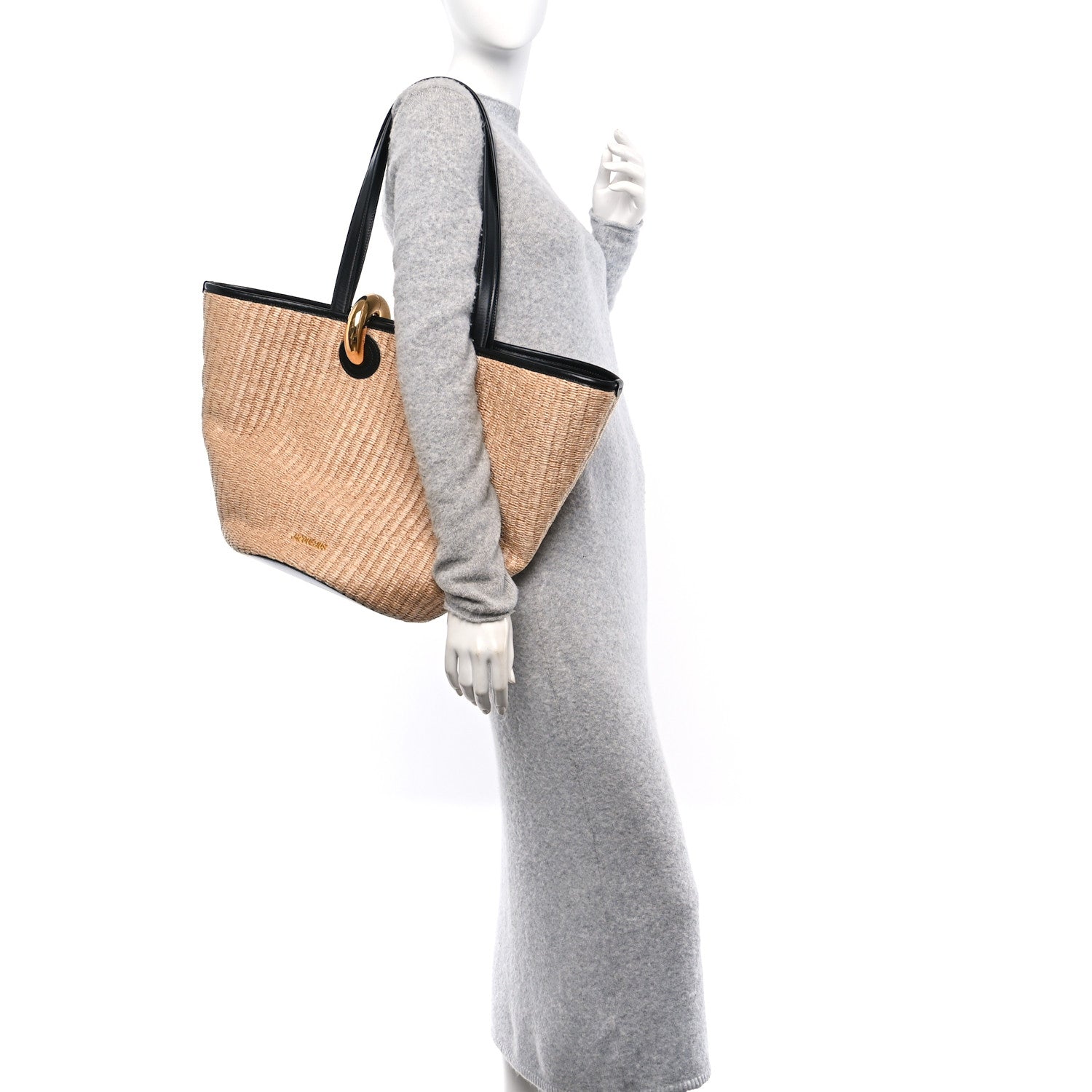 Jacquemus Raffia Calfskin The Bambola Ivory Black 2 of 9
