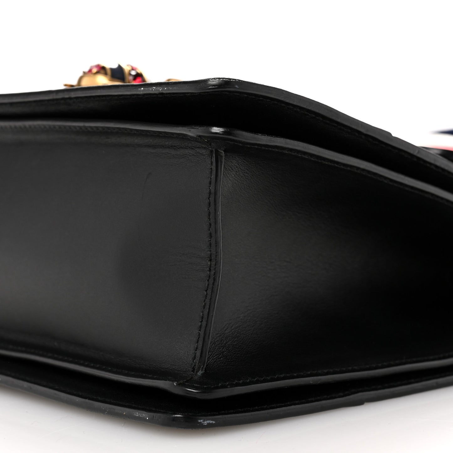 Calfskin Sylvie Web Small Queen Margaret Top Handle Bag Black