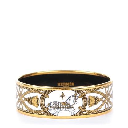 Hermes Enamel Printed Wide Grand Apparat Bracelet White 65 1 of 5