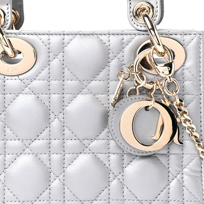 Christian Dior Metallic Lambskin Cannage Mini Lady Dior Grey 9 of 9