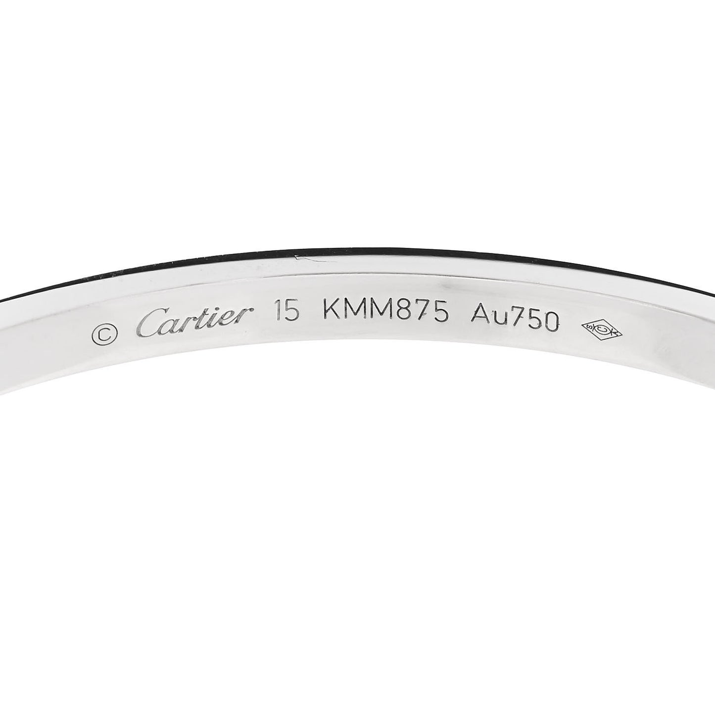 18K White Gold 6 Diamond Small LOVE Bracelet 15