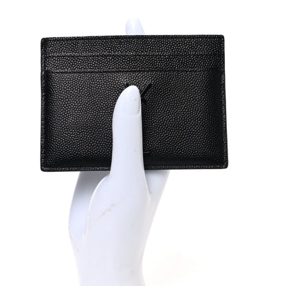 Saint Laurent Grain De Poudre Matelasse Chevron Monochrome Monogram Credit Card Case Black 2 of 7