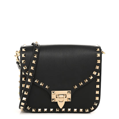 Valentino Garavani Vitello Rockstud Shoulder Flap Messenger Bag Black 1 of 11