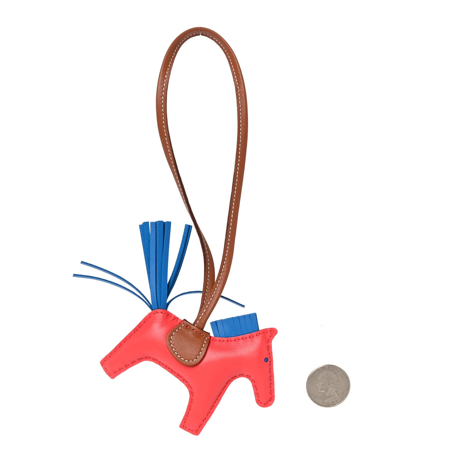 Hermes Milo Lambskin Grigri Rodeo Horse Bag Charm PM Rose Texas Bleu Zanzibar Gold 2 of 4