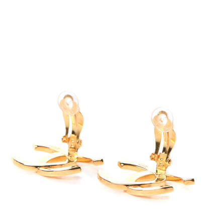 Chanel Metal CC Paris Button Clip On Earrings Gold 3 of 5