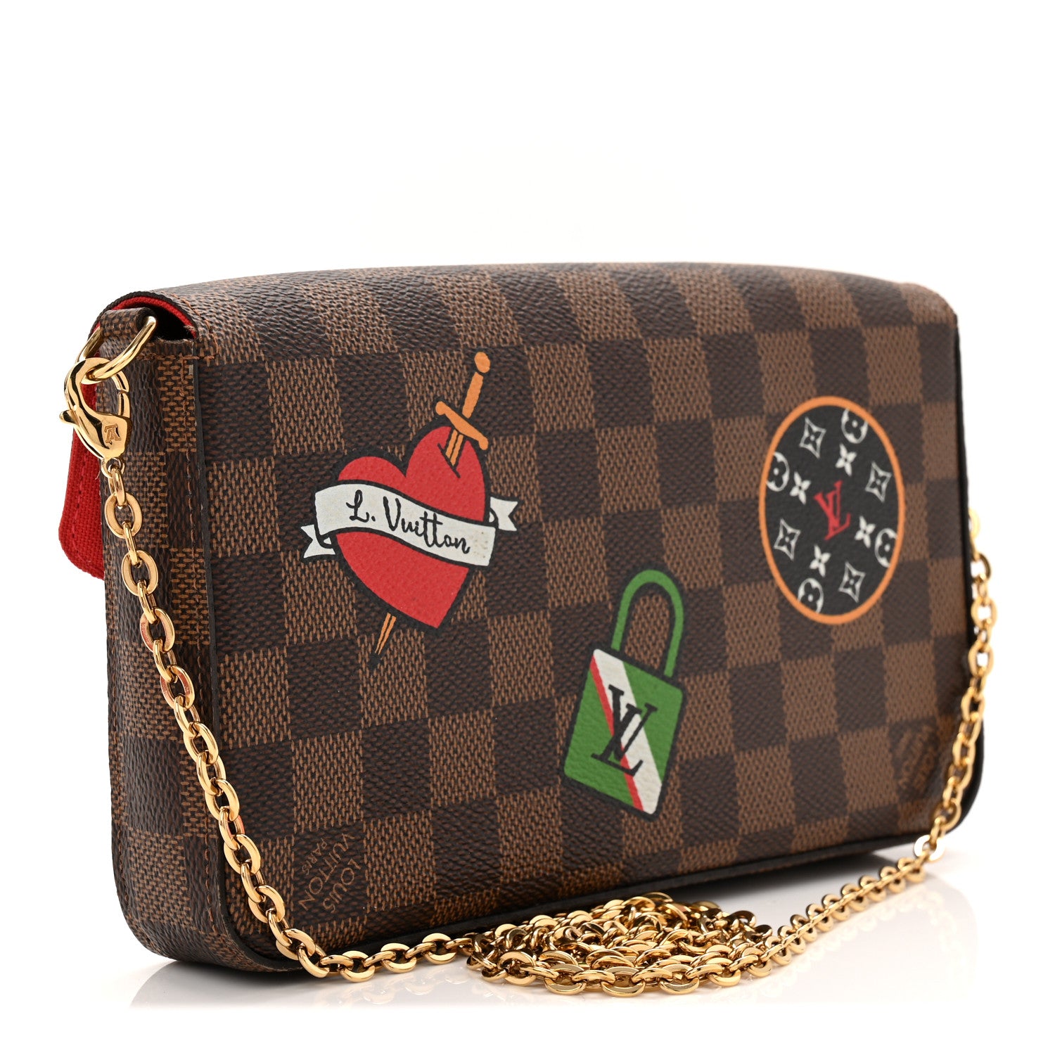 Louis Vuitton Damier Ebene My LV World Tour Pochette Felicie Chain Wallet Coquelicot 4 of 11
