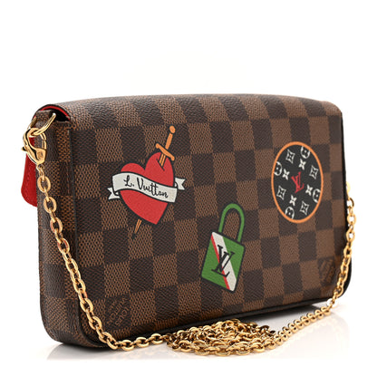 Louis Vuitton Damier Ebene My LV World Tour Pochette Felicie Chain Wallet Coquelicot 4 of 11