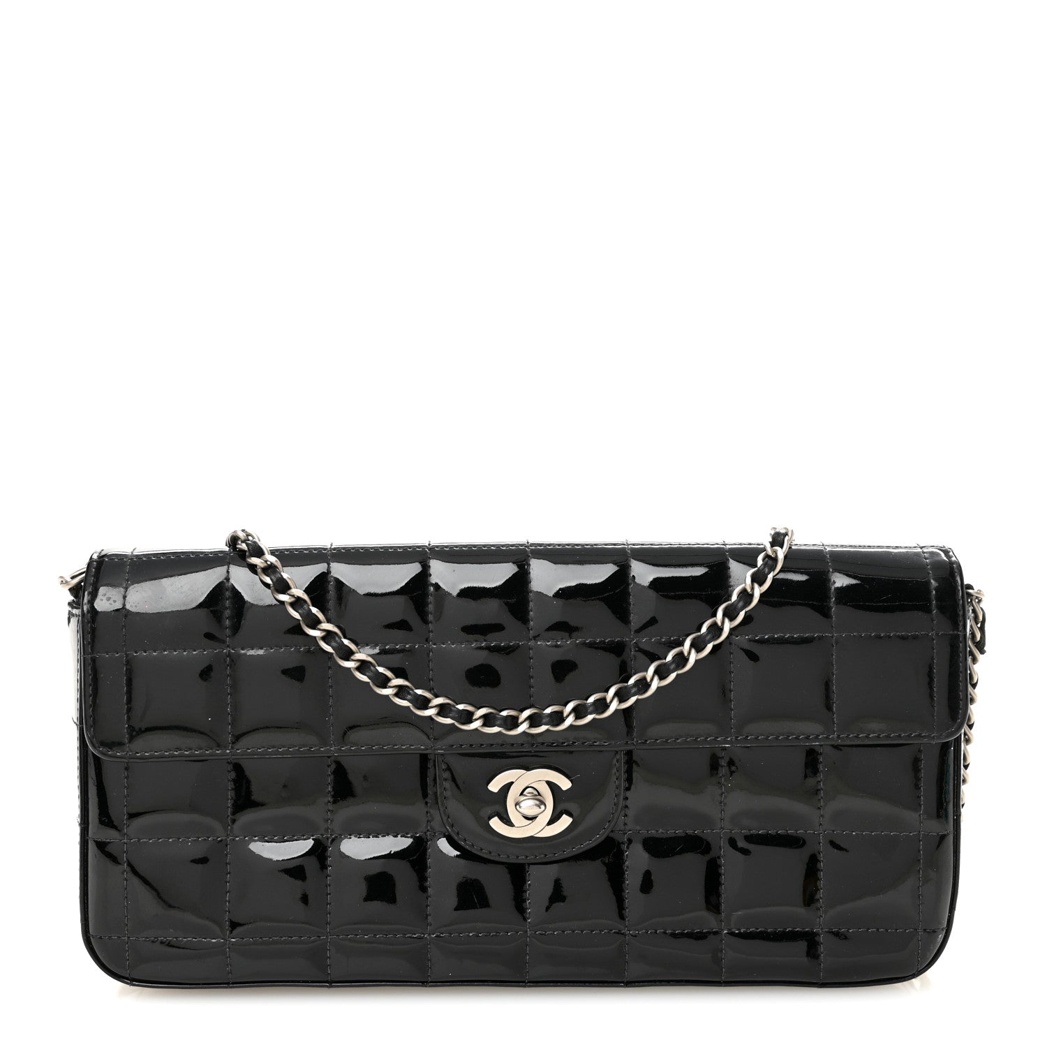 Chanel Patent Quilted East West Chocolate Bar Flap Black 1 of 11